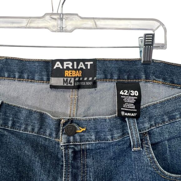 Ariat rebar M4 low rise boot cut jeans blue size 42/30 - Picture 4 of 10